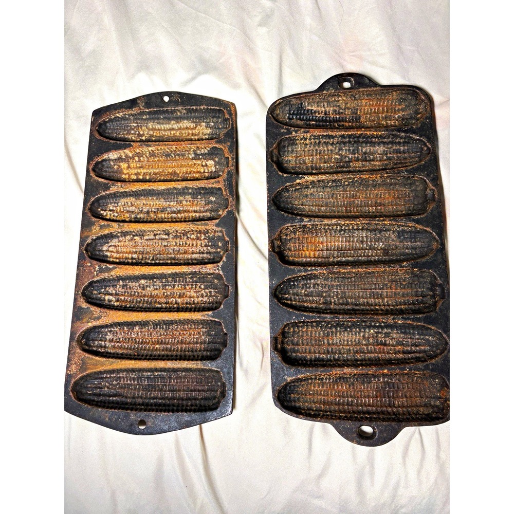 Cast Iron Cornbread Stick Pan Molds Set of 2 Vintage Collectible Bakeware